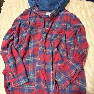 American Eagle Outfitters Red and Blue Plaid Shirt